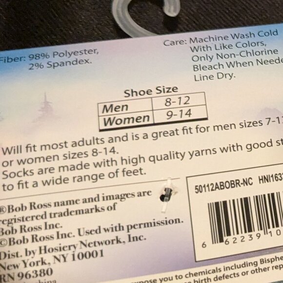2 pair NWT Bob Ross socks sizes men 8-12 and women 9-14 - Picture 5 of 5